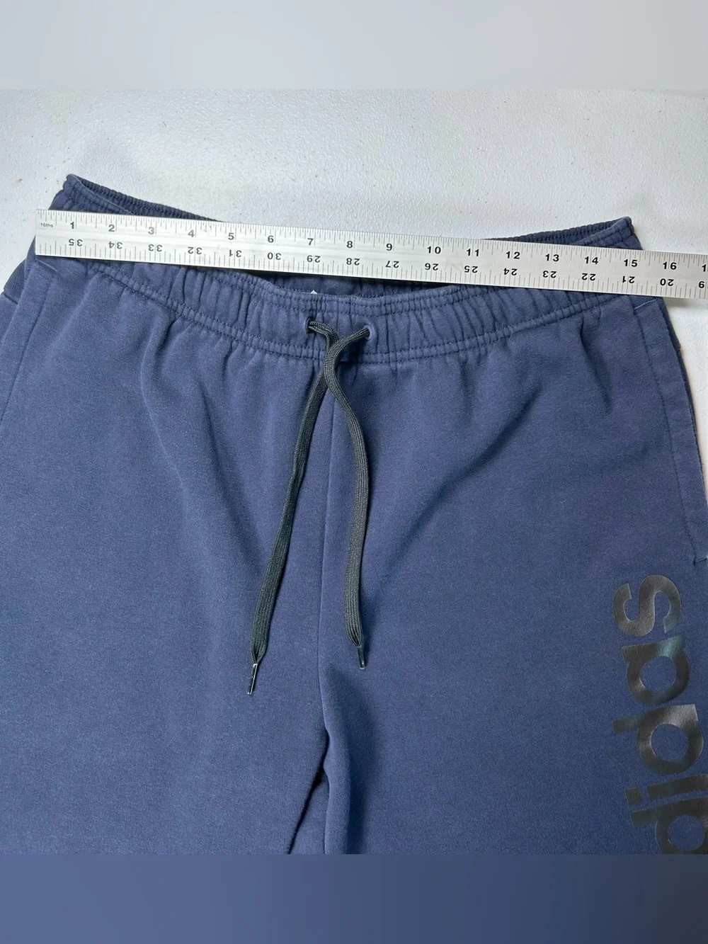 Adidas Men's Navy Blue Fleece Drawstring Shorts Size Large Logo Sweat Shorts